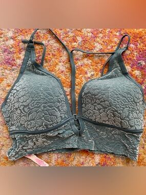 NEW - Victoria’s Secret PINK Velvety Floral Size Large Bralette in Teal